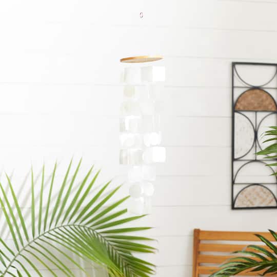 White Capiz shell Coastal Windchime, 20"